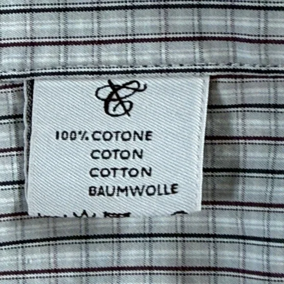 Canali Brushed Button Down Shirt Mens 44-17 1/2 Cream Red Check Business Italy - Picture 10 of 11